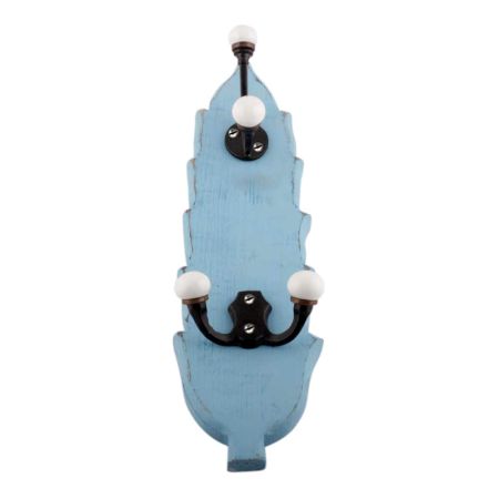 Turquoise And Black Double Loop Ceramic Iron Wooden Hooks 